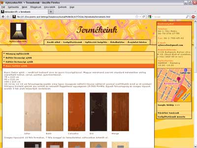 ajtoszalon webshop, webdesigner munka 